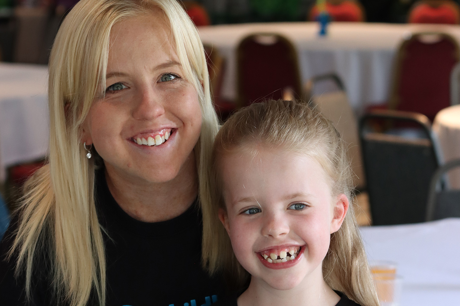 Happy lady and child