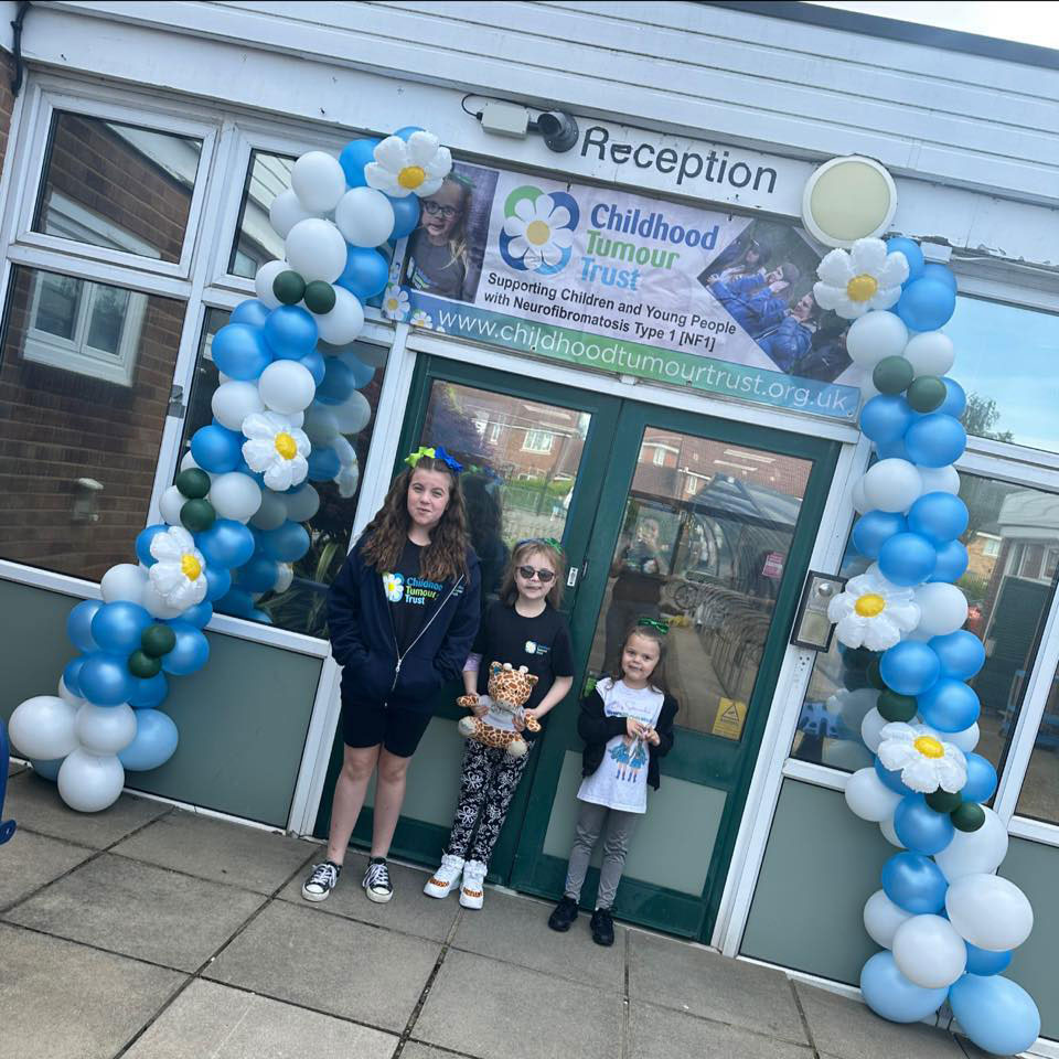 3 children with balloons