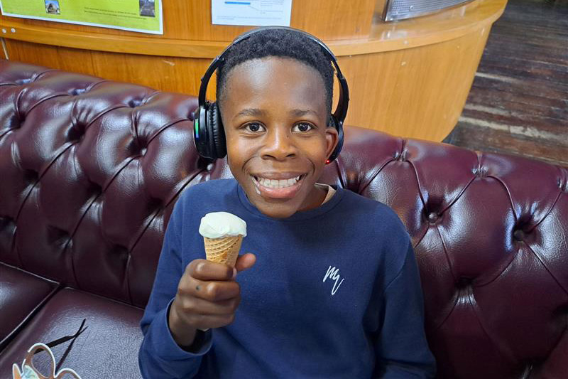 Happy boy with an ice cream
