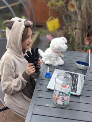 Young girl on a zoom party